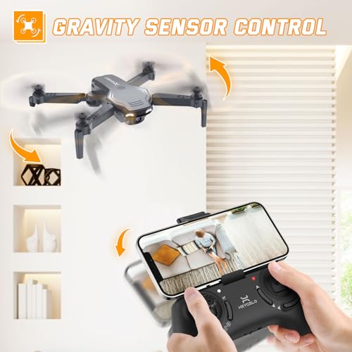 Foldable Drones for Kids Beginners - With 1080P HD Camera, FPV Remote Control Quadcopter, One Key Start/Land, Altitude Hold, 2 Batteries RC Helicopter Toys Gifts for Boys (Black) - Image 6
