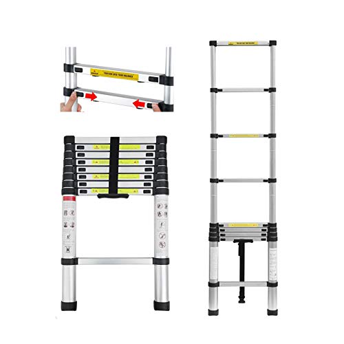 Preisvergleich Produktbild 2,6m Aluminium Mehrzweckleiter Teleskopleiter Ausziehbar Leiter Klappleiter Anti-Rutsch Stufen Multifunktionsleiter Trittleiter 150KG Belastbarkeit