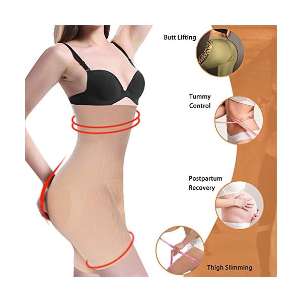 Nebility-Women-Waist-Trainer-Shapewear-Tummy-Control-Body-Shaper-Shorts-Hi-Waist-Butt-Lifter-Thigh-Slimmer Nebility Women Waist Trainer Shapewear Tummy Control Body Shaper Shorts Hi-Waist Butt Lifter Thigh Slimmer (XL/2XL, Beige)