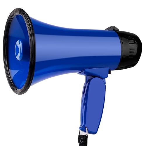 GFJryET Handheld megaphone, Megaphone Speaker 25w Portable Strap Grip Loudspeaker Record Play Horn Tour Guide Speakers