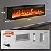 EUHOMY 60 Inch Electric Fireplace Wall Recessed and Wall Mounted with Adjustable Flame Color, Fireplace Heater with Remote Control, Linear Fireplace with Timer, Touch Screen, Log & Crystal, 750/1500W