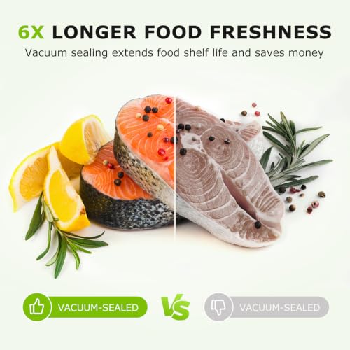 Image of Bonsenkitchen Vacuum Sealer Machine with 1 Roll & 5 Pre-Cut Bags,5 Vacuum Modes, Powerful Food Sealer Vacuum Sealer for Food Storage, Built-in Cutter & Bag Storage