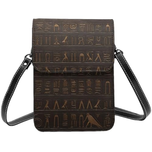 Ancient Egyptian Hieroglyph Small Crossbody Bags For Women Cell Phone Purse Pu Leather Wallet Bag With Shoulder Strap