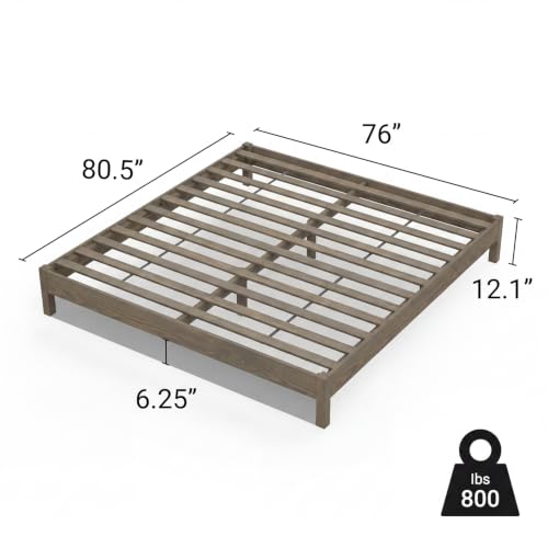 Image of LIFEMENT King Bed Frame Signature Wood Platform, Noise Free, Under Bed Storage, No Box Spring Needed, Easy Assembly, Gray