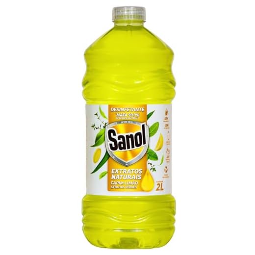 Desinfetante Extratos Naturais Capim Limão & Folhas verdes, Sanol, 2 litros, Amarelo