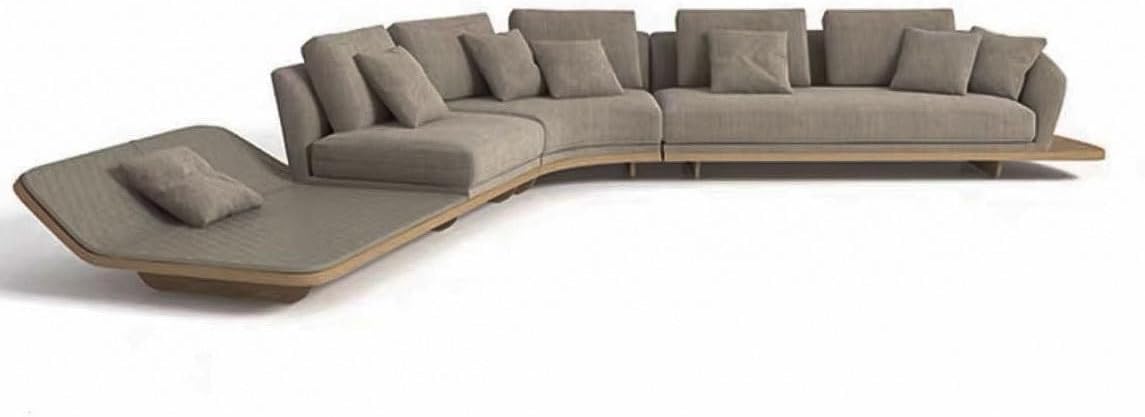 Sofa Italian Wood Skeleton Living Room Villa Large Flat Shaped Curved Set
