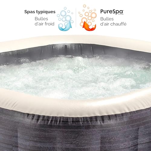 Intex Spa Gonflable carré Greystone Deluxe 4 Personnes, 175 x 175 x 71 cm, Chauffage 2 200 W, Bulles air Chaud, chlorateur salin, épurateur avec Filtre S2 (1 741 l/h), Accessoires Inclus (55093)
