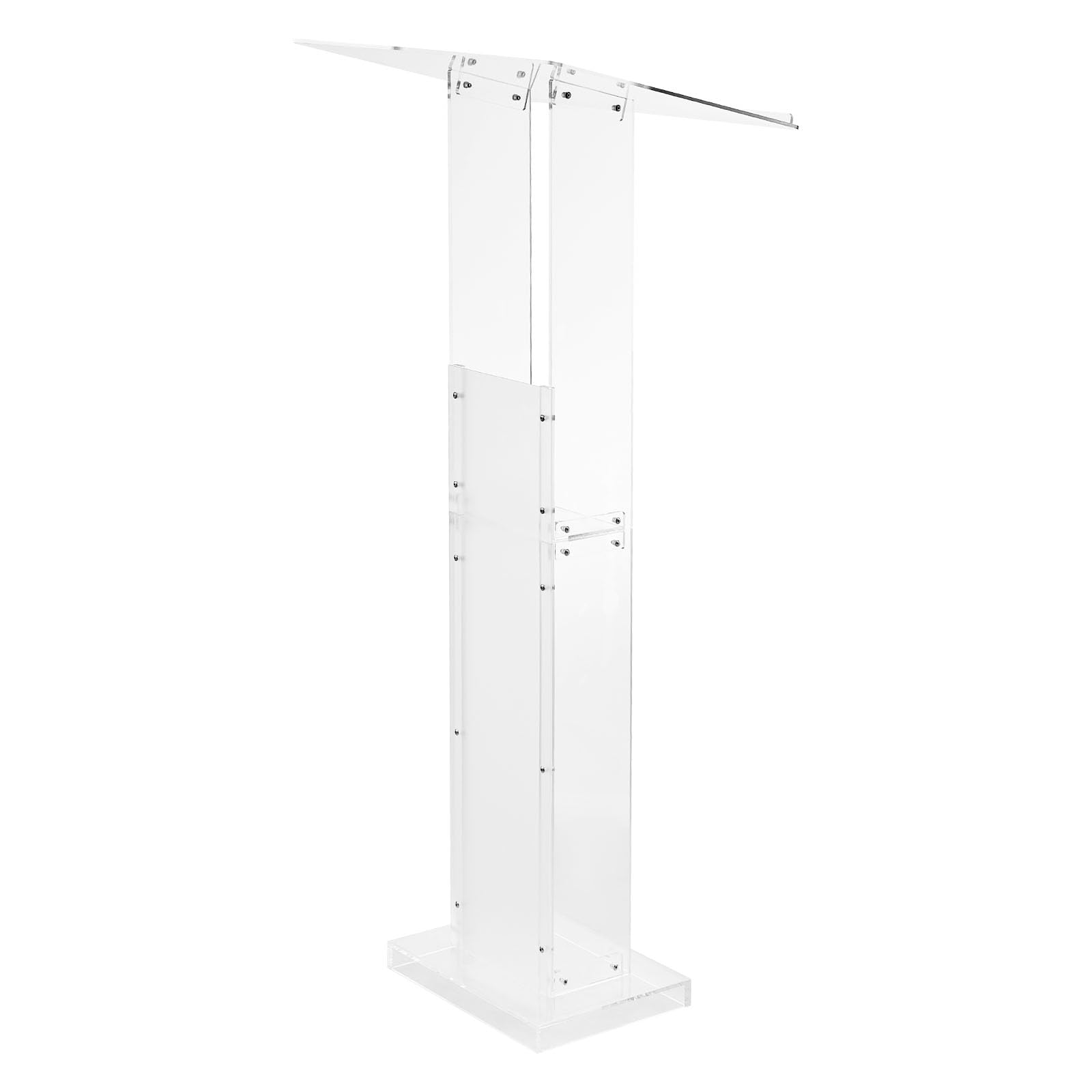 VEVOR Pupitre de Conférence 126,5 cm, Podium sur Pied en Acrylique, Lutrin pour Présentation avec Large Surface de Lecture, Butoir de Livre et Étagère de Rangement, pour Bureau École Mariage Concert