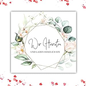 20 Einladungskarten Hochzeit mit Umschlägen Einladung zur Hochzeit klassisch Quadratisch 14,8 x 14,8 Hochzeitseinladung…