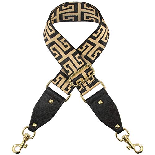 Duwi Wide Purse Strap Multicolor Striped Guitar Style Strap Adjustable Canvas Crossbody Bag Strap