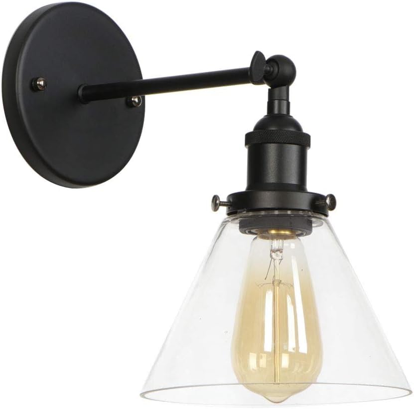 Aplique de pared industrial que elimina sombras en pasillos con pantalla de vidrio