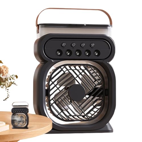 shuhauk Ventilatore per nebulizzazione portatile, ricaricabile, 3 velocità del, serbatoio 'acqua da 450 ml con luce notturna in 7 colori, per spiaggia, crociera, escursionismo,