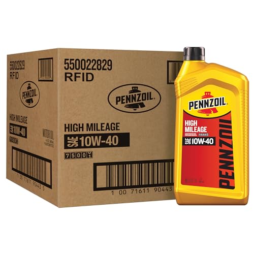 Image of Pennzoil High Mileage 10W-40 Motor Oil, 1 Quart (6 Pack)