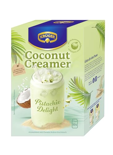 KRÜGER Coconut Creamer Pistazie veganes Instantpulver mit Kokosmilchpulver cremig & leicht 10x 20g Sachets