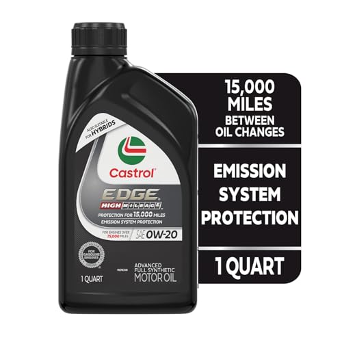 Image of Castrol EDGE High Mileage 0W-20 Advanced Full Syn Motor Oil, 1 Qt, 6 Pack