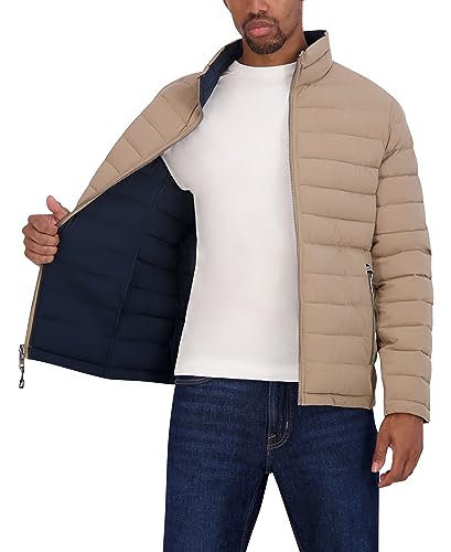 Image of Nautica Men's Reversible Quilted Puffer Jacket -Midweight Mechanical Stretch Winter Coat