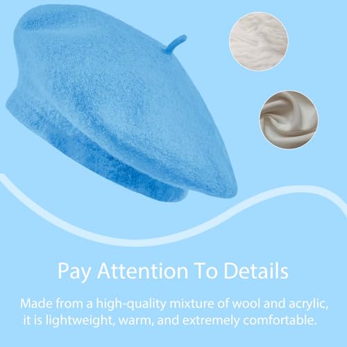 Image of Jolbndcv 6PCS Beret, French Beanie, Outdoor, Winter, Fashion Lady Hat | One Size Fits Most,Solid Color,Stretchable,for All Season