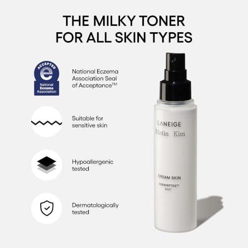 Image of LANEIGE Cream Skin Toner & Moisturizer: Lightweight Refillable Korean Milky Toner with Ceramide & Peptide for Hydration, Firming, & Barrier Support