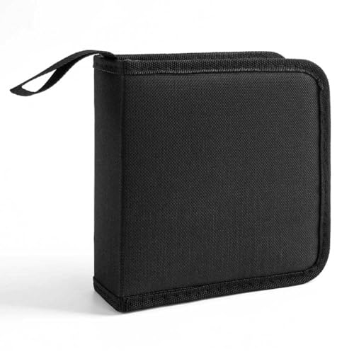 Teensery 1 capa Oxford de tecido para CD, capa para DVD com capacidade para 40 unidades, porta-CDs, portátil, organizador de disco, livreto para carro, casa, escritório, viagens (preto)