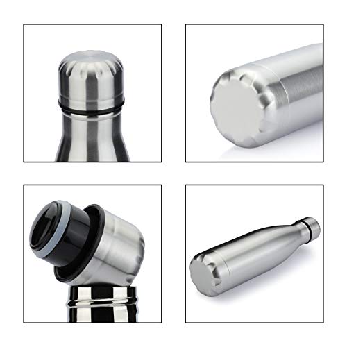 Meway 17Oz Sport Water Bottle 4 Pack Vacuum Insulated Stainless Steel Sport Water Bottle Leak-Proof Double Wall Cola Shape Water Bottle,Keep Drinks Hot & Cold (Silver,4 Pack) #TOP5