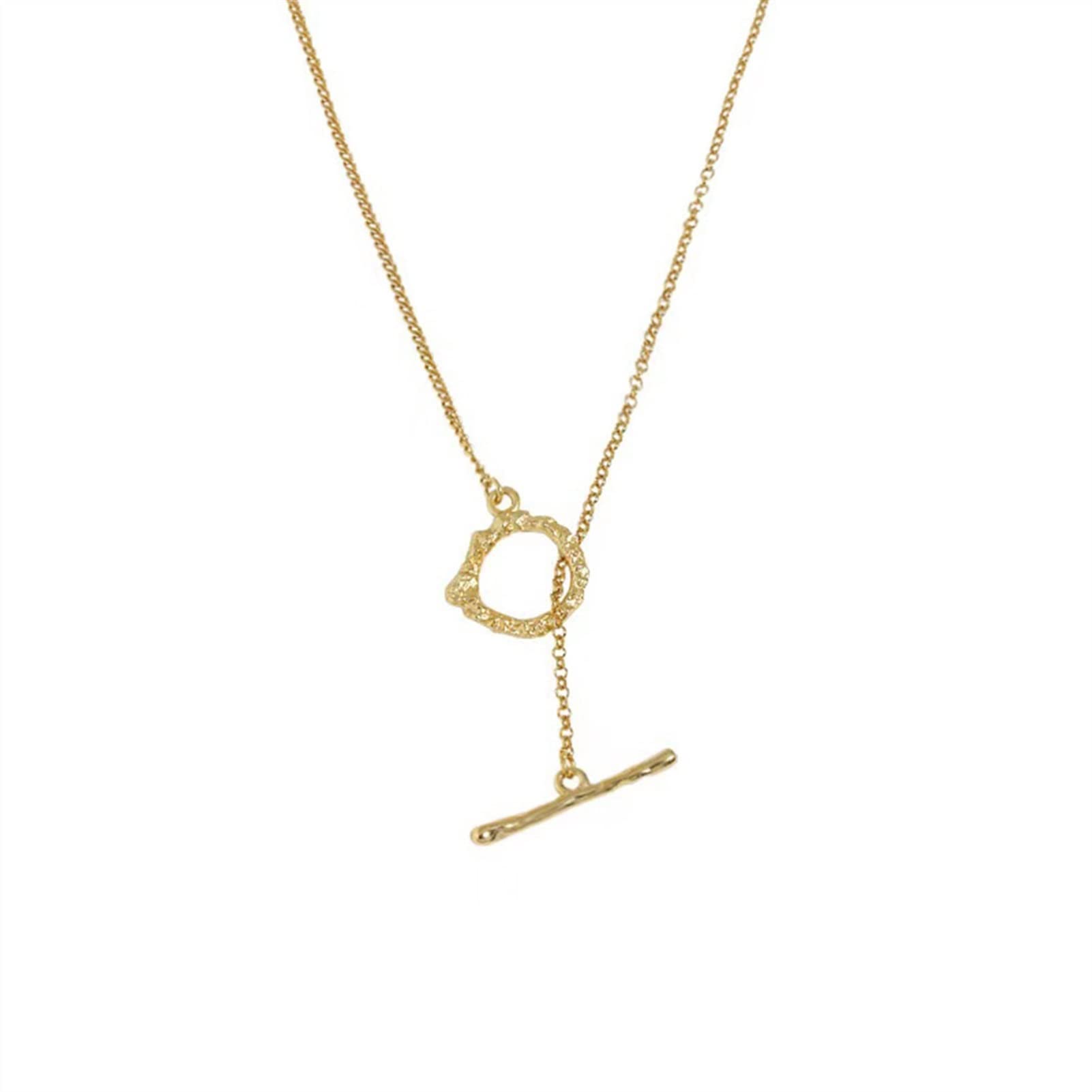 Collane Monili di Moda da Donna 925 Argento Semplice Catena Lunga Catena Collana Signore squisiti Gioielli for Feste di Moda Collana da Donna (Gem Color : Gold)