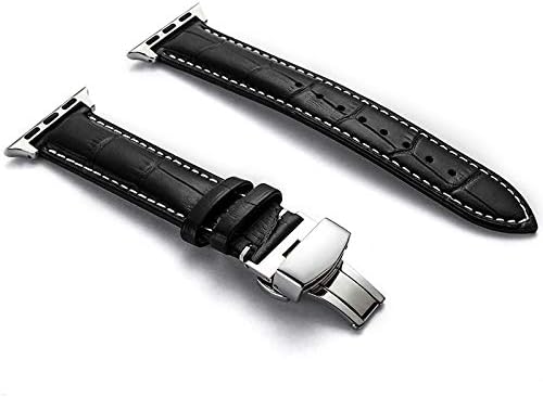 Handmade Genuine Leather Band 42mm 44mm 45mm Compatible with Apple Watch Band Series 7/6/SE/5/4/3/2/1,Italin Leather Watch Strap for Women Men Soft Elegant Sport and Edition