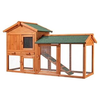 WilTec clapier bois 147 cm, 2 niveaux et toit bitumé