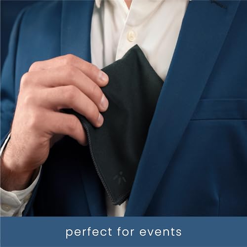 S&T INC. Handkerchief for Sweat, Microfiber Towel for Face, Glasses, Gym Bag, and Travel Essentials, Sweat Body Wipes, 10 Inches by 10 Inches, Black, 6 Pack