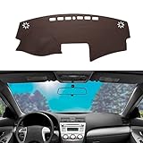 BERKSYDE Dashboard Dash Mat Cover Leather Dashboard Pad Sun Protection Anti-Vertigo Mat Blanket Compatible for 2007-2011 Toyota Camry(Brown)