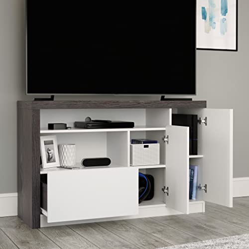 Sauder Hudson Court Tv Stand With Storage, L: 47.48" X W: 15.51" X H: 30.0", Charcoal Ash Finish #TOP5