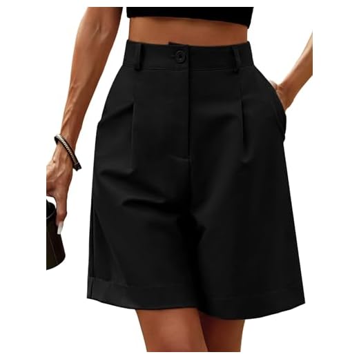 Zeagoo Short Femme Cargo Été Taille Haute Élastique Court Pantalons Décontracté Bermuda Shorts Jambes Larges avec Poches