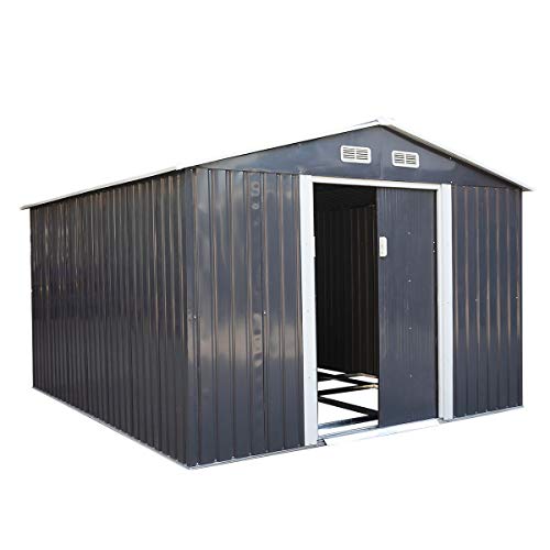 image for JAXPETY 9.1' x 10.5' Outdoor Steel Garden Storage Utility Tool Shed Ba