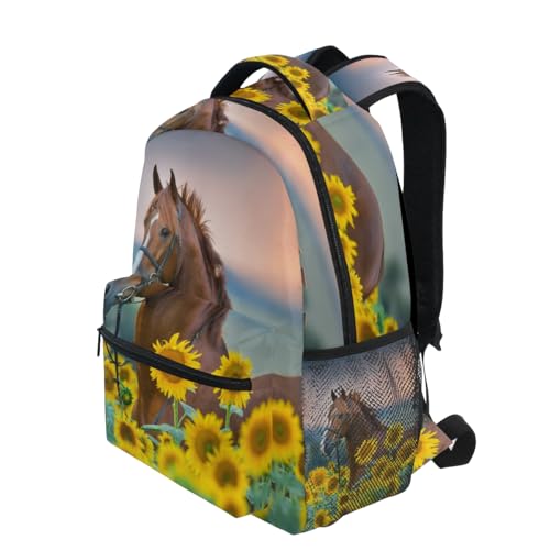 Horse Sunflowers Backpacks For Kids School Backpack Shoulder Bag Bookbag Big For Boys Girls Student Elementary3