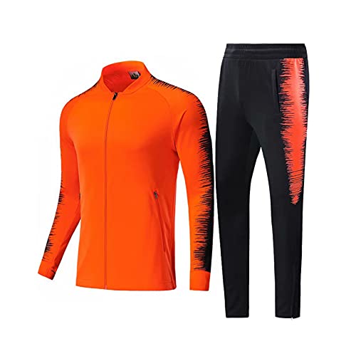 Mikelabo Conjunto de chándal transpirable para hombre con sudadera ligera y cómoda ropa de gimnasio para correr y hacer ejercicio con cremallera completa naranja XXXXL