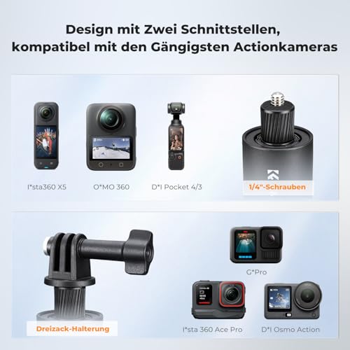 K&F CONCEPT 168 cm Selfie-Stick, 2-in-1Selfie Stick Stativ für Actionkamera – Ansicht 3