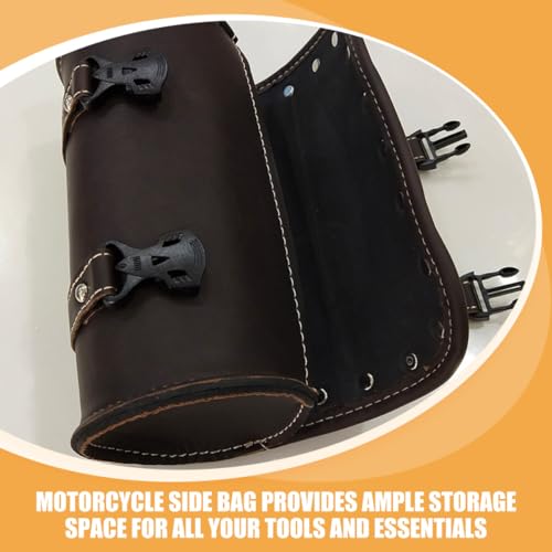 2 piezas Bolsa de Herramientas Lateral para Motocicleta, Bolsa Sillín de Almacenamiento, Marrón Profundo, Accesorios para Motocicleta, Organizador para Viajes y Paseos al Aire Libre miniatura 6