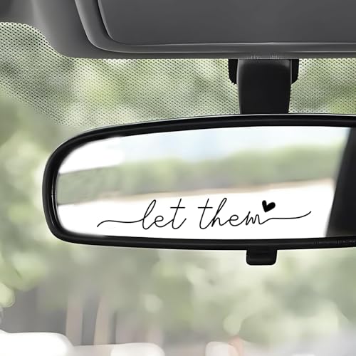 Image of 3 Pack Let Them Rearview Mirror Sticker Car Decals Mental Health Awareness Self love Motivational Decal Mindfulness Rearview Mirror Decal Car Accessories (Black)