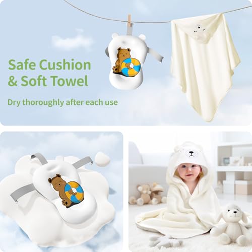 Image of Collapsible Baby Bathtub for Newborn to Toddler (0-18 Months) - Foldable Baby Bath Tub with Soft Towel, Newborn& Infant Bathtub for Travel and Outdoor, Green