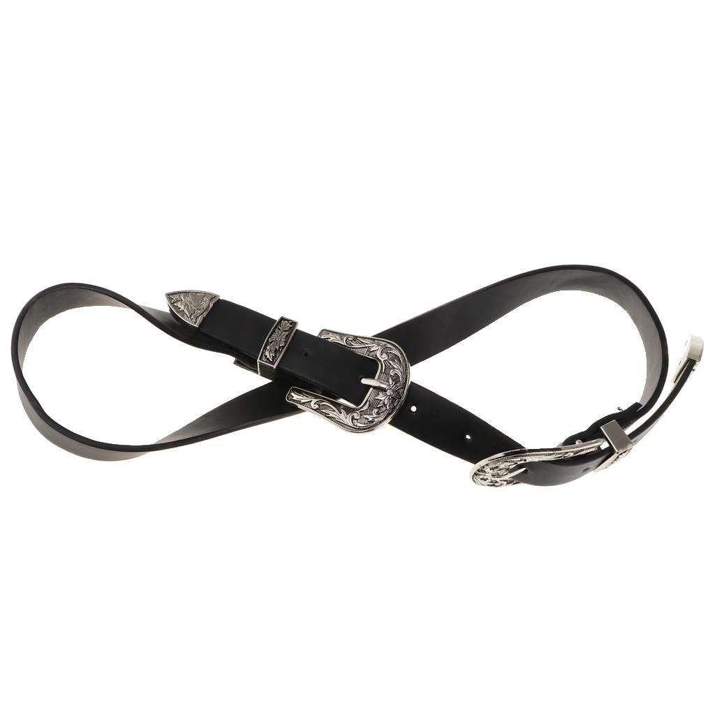 Vintage Womens Double Pin buckle Adjustable Leather Jeans Dress Belt Silver-image-9