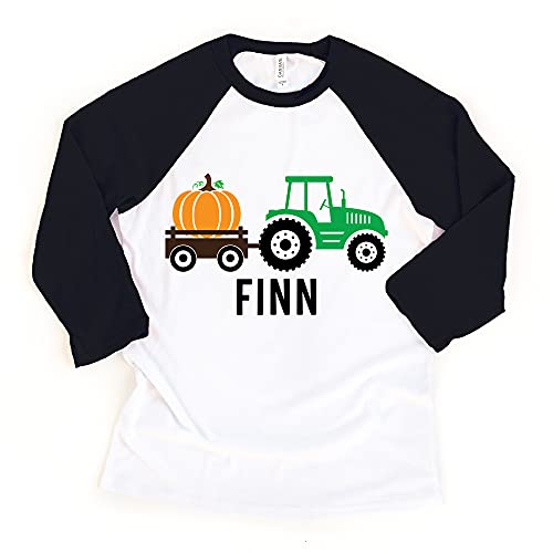 Personalized Fall Green Tractor Toddler Youth Thanksgiving Shirts and Raglans (Custom)