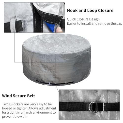 UCEDER Round Hot Tub Cover 170G Polyethylene Spa Cover Waterproof and UV Protection Hot Tub Sun Shield(80"(D) x35(H), Silver)