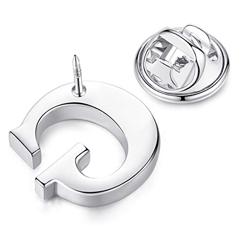 Image of HONEY BEAR Initial Alphabet Letter Lapel Pins Collar Badge Brooches for Mens /Womens Shirt Dress Decoration Silver