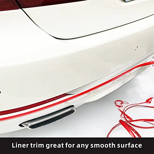 Solid Red Car Motor Bike Self-Adhesive Exterior And Interior Molding Trim Universal Dashboard Bumper Window Door Body Side Decorative Strip Scratch-Proof (Width: 1/2 Inch (12Mm), 8Ft) #TOP7