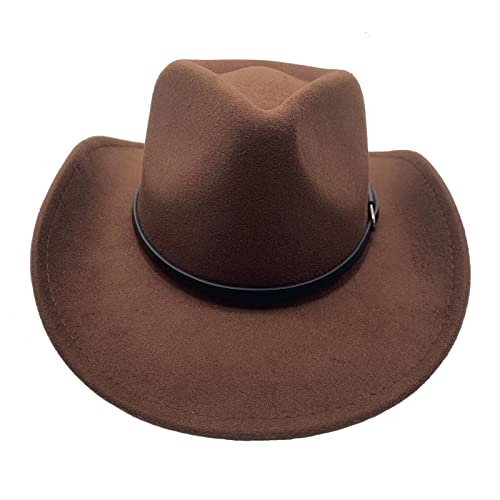 Willheoy Cowboy Hat For Men Women Western Cowgirl Hats Felt Fedora Hat Cowboy Costume Coffee #TOP3