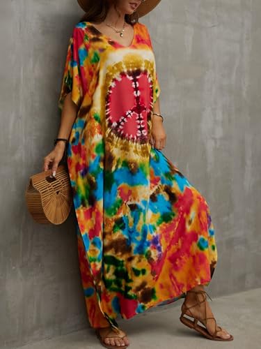 Image of Kaftan Dresses for Women Plus Size Summer Beach Dress with Print and Swim Cover Ups