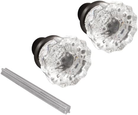 Defender Security E 2537 Mortise Style Fluted Glass Door Knobs - Perfect for Replacing Broken Antique Lock Sets on Interior Doors, Features 2” Outside Diameter Knobs, Classic Bronze (1 Set)