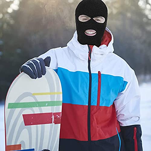 ELizoop Winter Knitted Balaclava 3 Hole Full Face Mask Ski Cycling Outdoor Sport (Black), One Size-Medium - Image 3