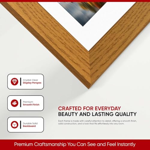Alison Kingsgate 10x8 Oak Picture Frame with 8x6 Mount - Engineered Wood Photo Frame with Precision Cut Cardboard Mount - Ideal for Posters -Sizes & Colours Available - Image 6