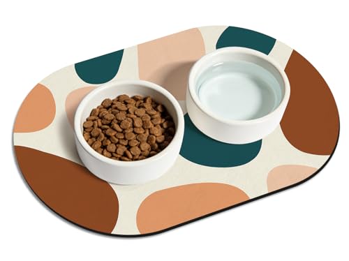 METEOROCK Tappetino Ciotole Gatto Assorbente, 51x30,5 cm Piccolo Tappetino Ciotola Cane Antiscivolo in Colorato, Sottociotola per Cani Adatto per Soggiorno, Giardino