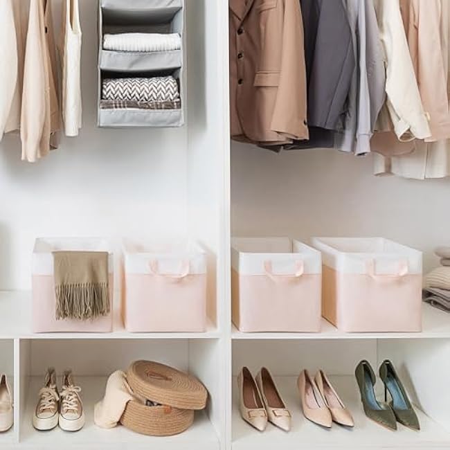 GRANNY SAYS Storage Cubes, 11x11 Cube Storage Bins with Metal Frame, Collapsible Cube Storage Organizer, Fabric Cubby Bins for Shelves, Closet, Pink, 4 Pack